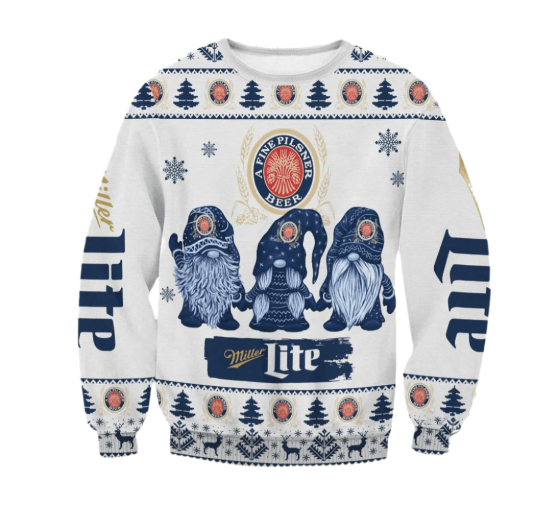 Miller Lite Christmas Gnomies Ugly Sweater