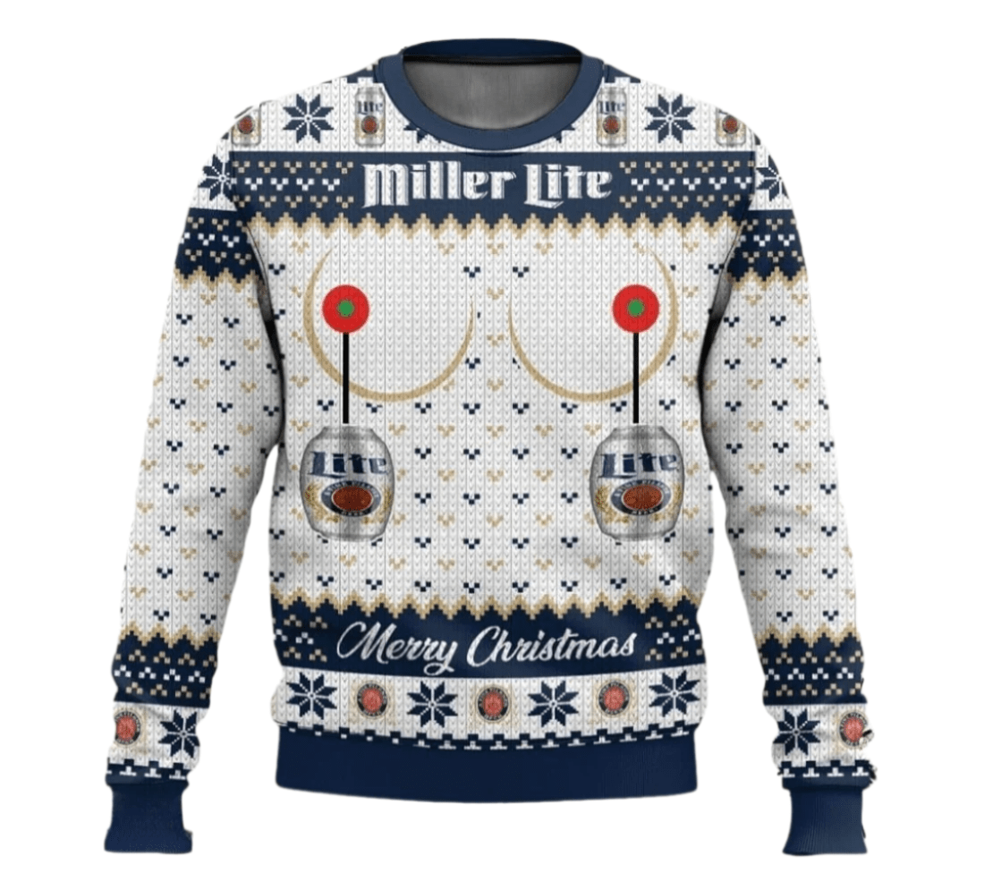 Miller Lite Merry Christmas Ugly Sweater