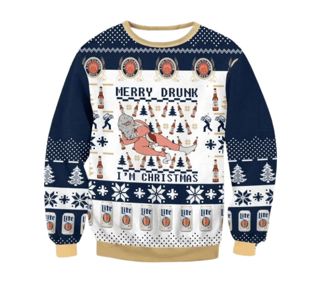 Miller Lite Merry Drunk Ugly Sweater