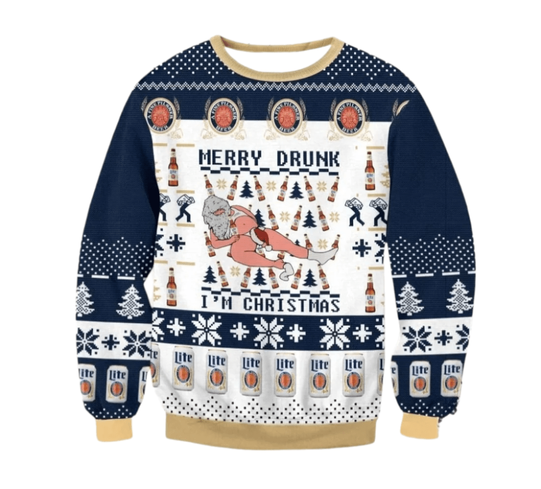 Miller Lite Merry Drunk Ugly Sweater