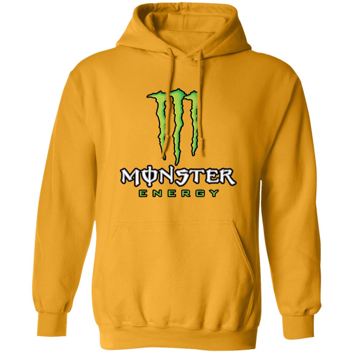Yellow hoodie with Monster Energy logo on a white background