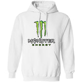 White hoodie with Monster Energy logo on a white background