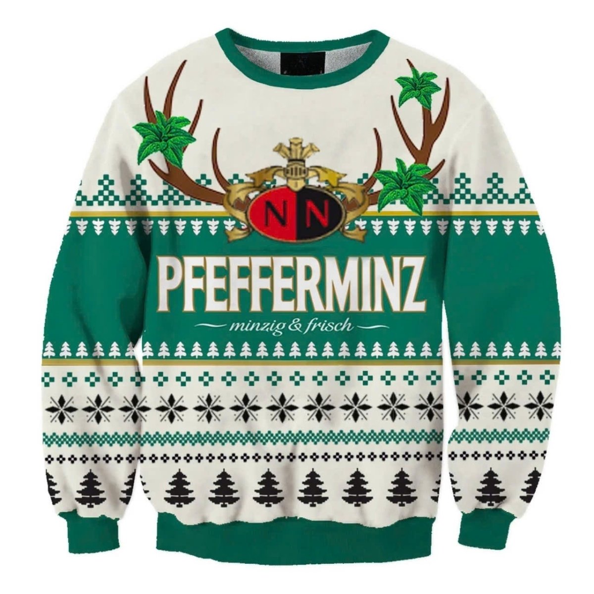 Nordbrand Pfefferminz Christmas Reindeer Ugly Sweater