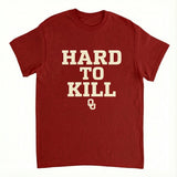 Red t-shirt with 'HARD TO KILL' text on a white background
