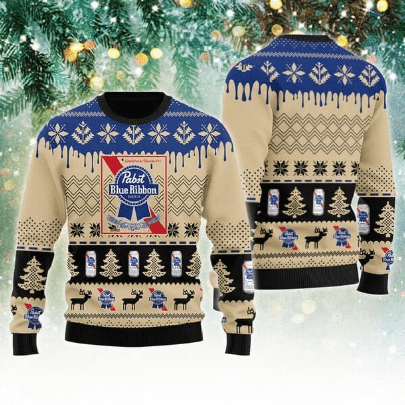 Pabst Blue Ribbon Christmas Festival Ugly Sweater