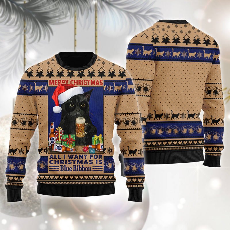 Pabst Blue Ribbon Is All I Want For Christmas Ugly Sweater