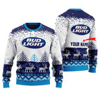Personalized Bud Light Reindeer Christmas Ugly Sweater