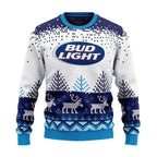 Personalized Bud Light Reindeer Christmas Ugly Sweater