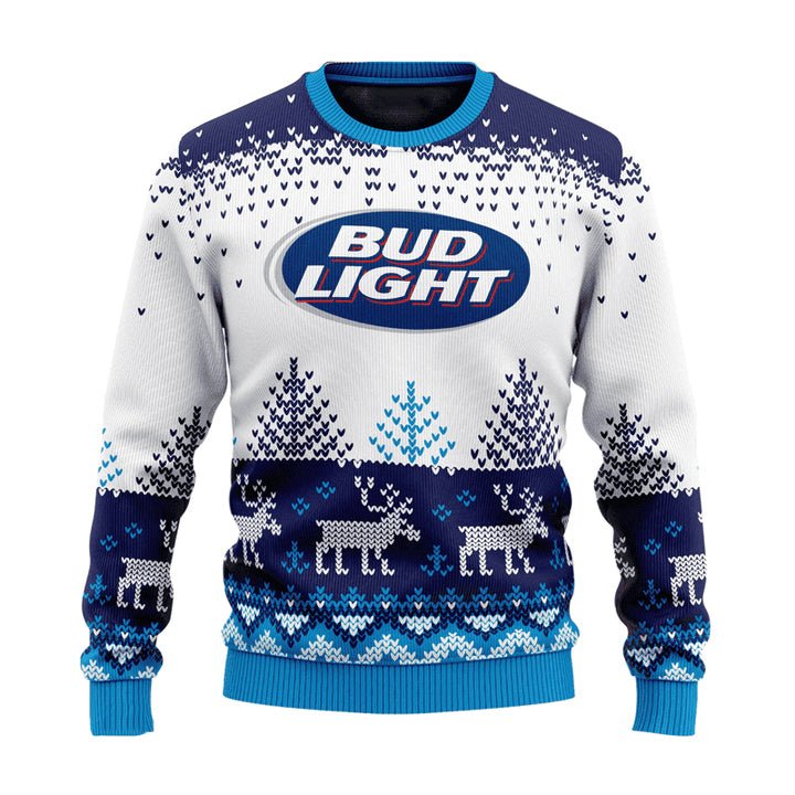 Personalized Bud Light Reindeer Christmas Ugly Sweater