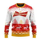 Personalized Budweiser Reindeer Christmas Ugly Sweater