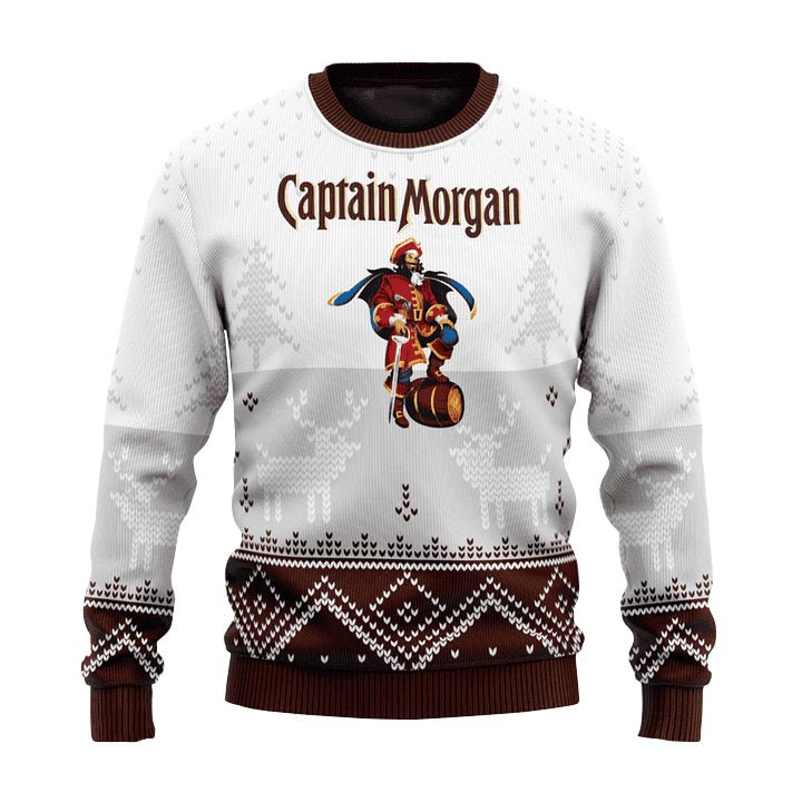 Personalized Captain Morgan Winter Reindeer Ugly Sweater