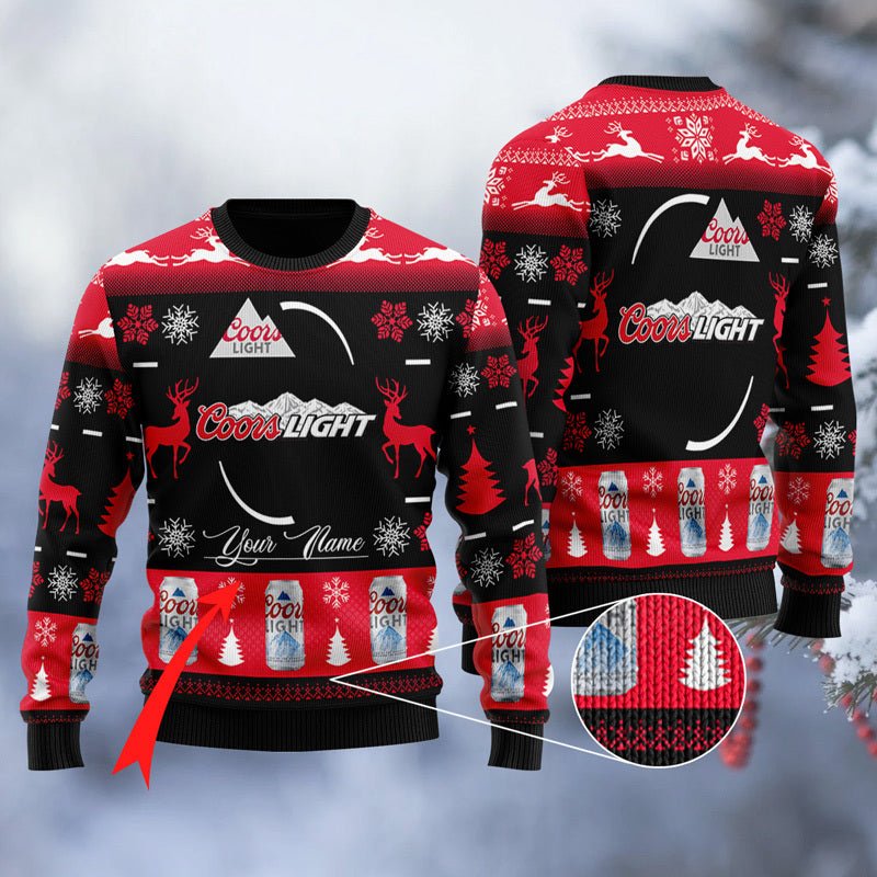 Personalized Coors Light Christmas Ugly Sweater