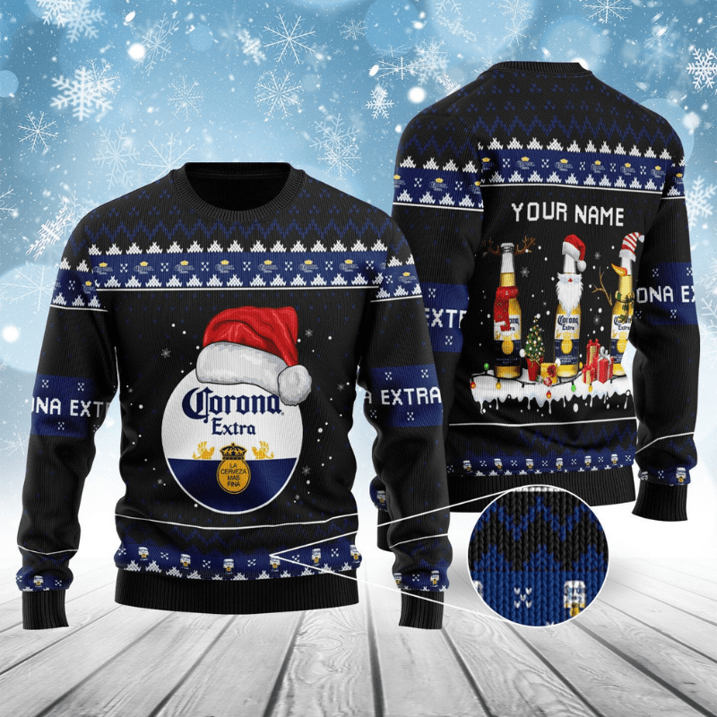 Personalized Corona Extra Bottle Santa Ugly Sweater