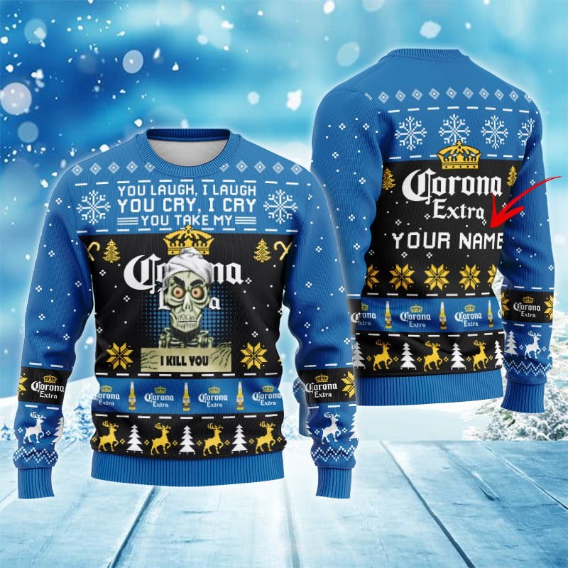 Personalized Corona Extra Funny Skeleton Ugly Sweater