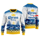 Personalized Corona Extra Reindeer Christmas Ugly Sweater