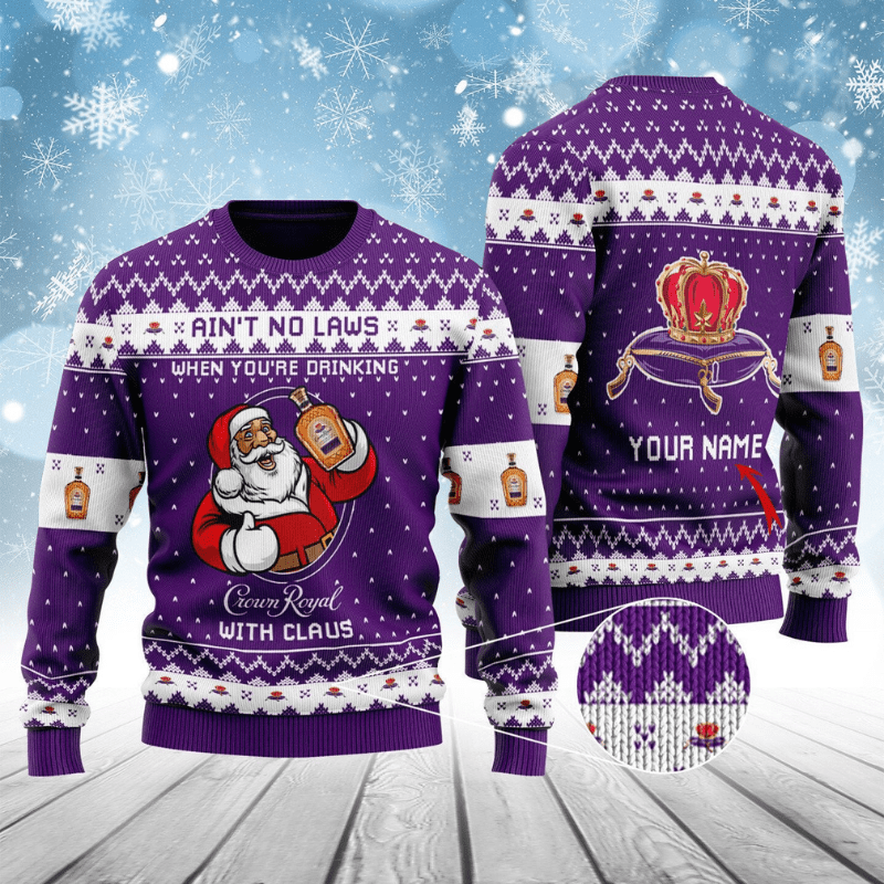 Personalized Crown Royal with Claus Ugly Sweater