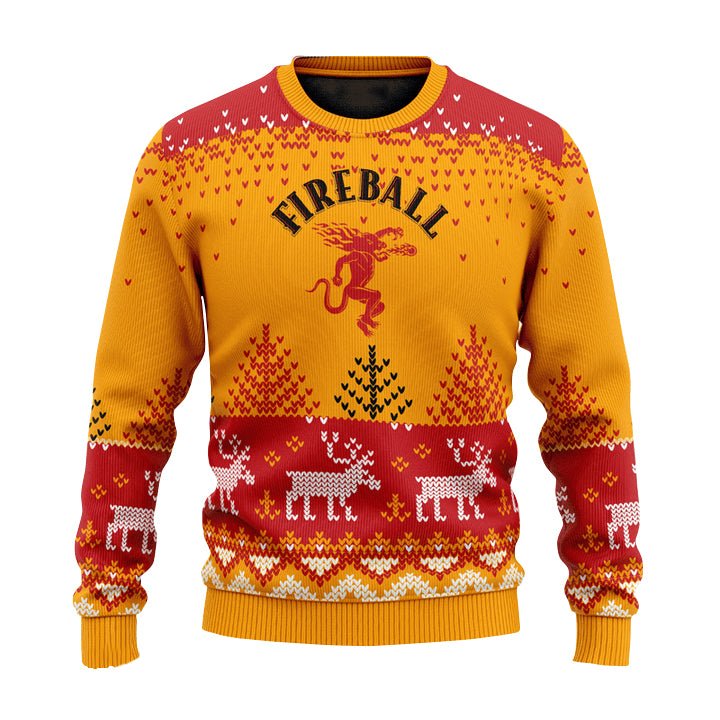 Personalized Fireball Reindeer Christmas Ugly Sweater