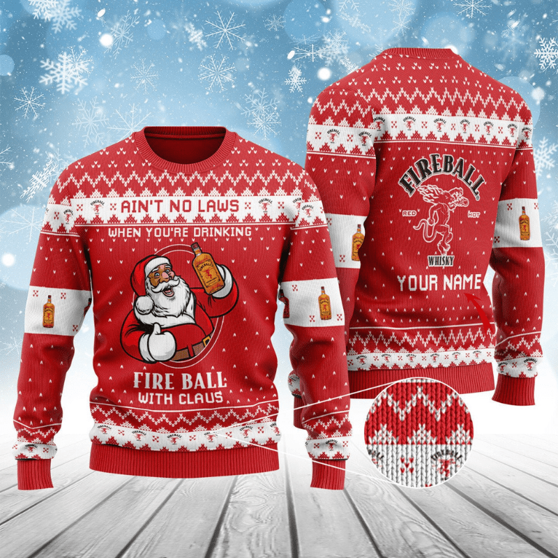 Personalized Fireball with Claus Ugly Sweater