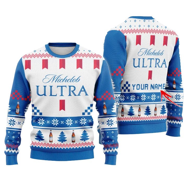 Personalized Michelob Ultra Christmas Star Ugly Sweater
