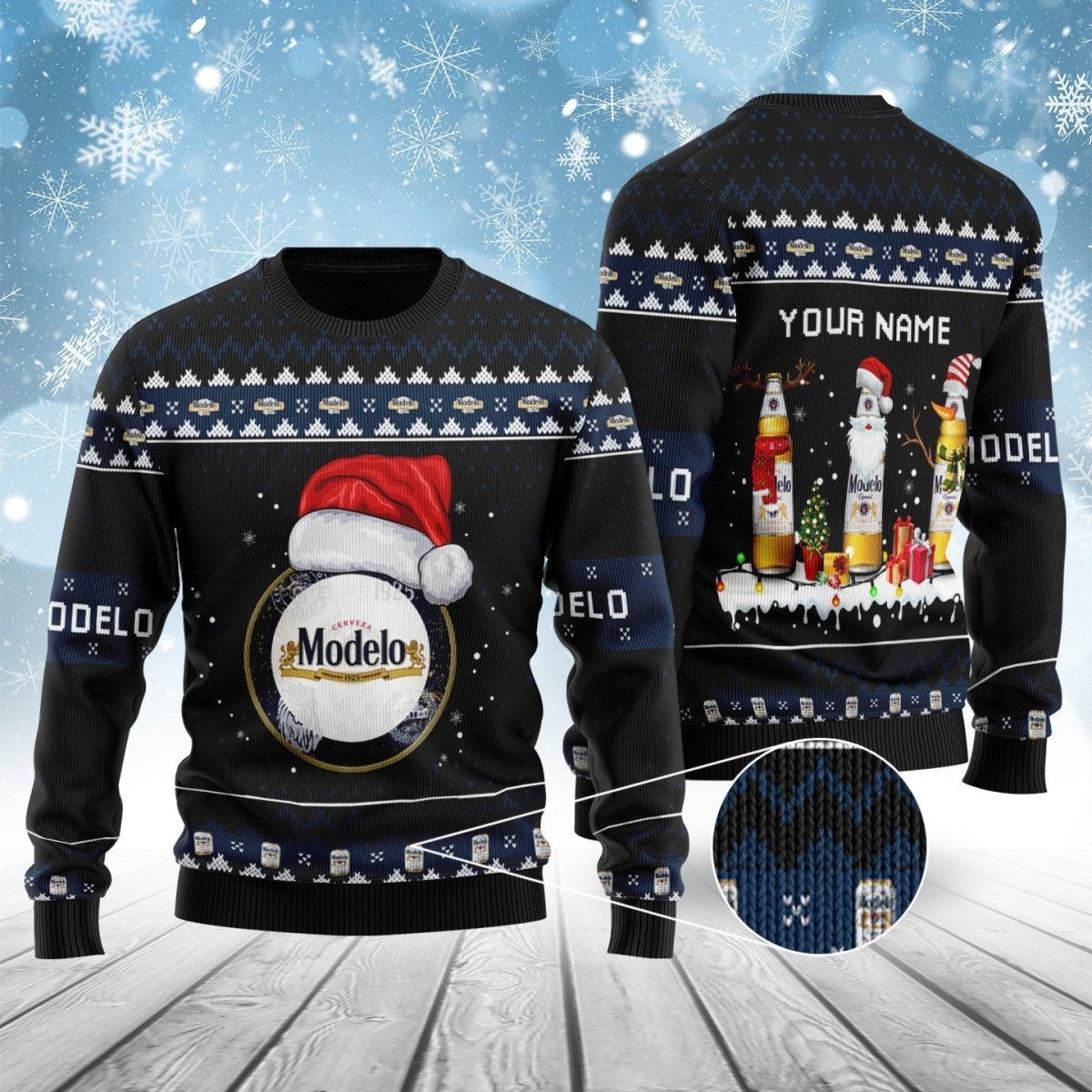 Personalized Modelo Bottle Santa Ugly Sweater