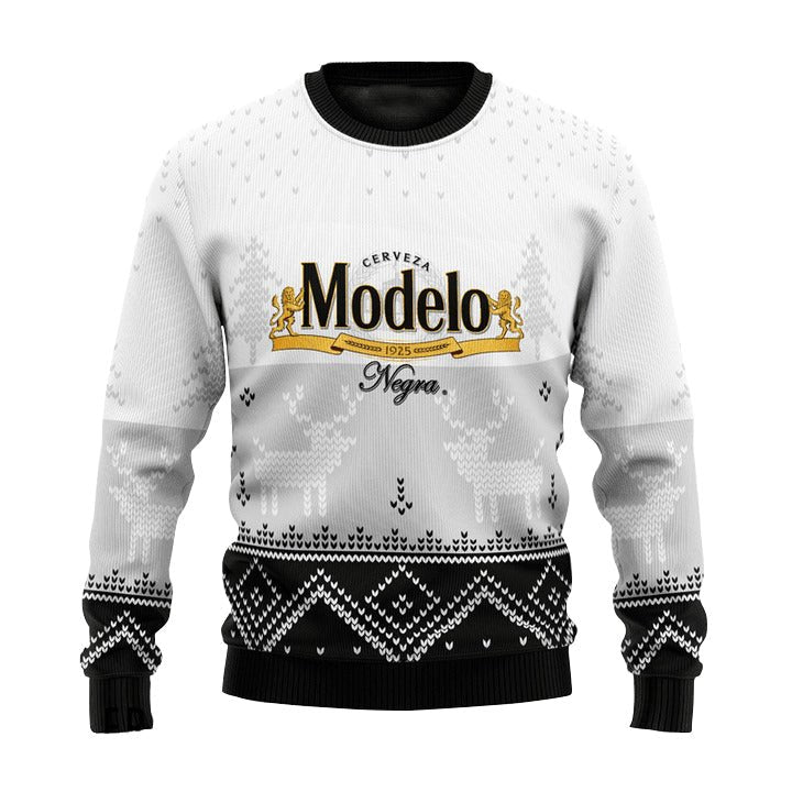 Personalized Modelo Winter Reindeer Ugly Sweater