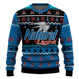 Personalized Natural Light Pine Tree Snowing Christmas Ugly Sweater