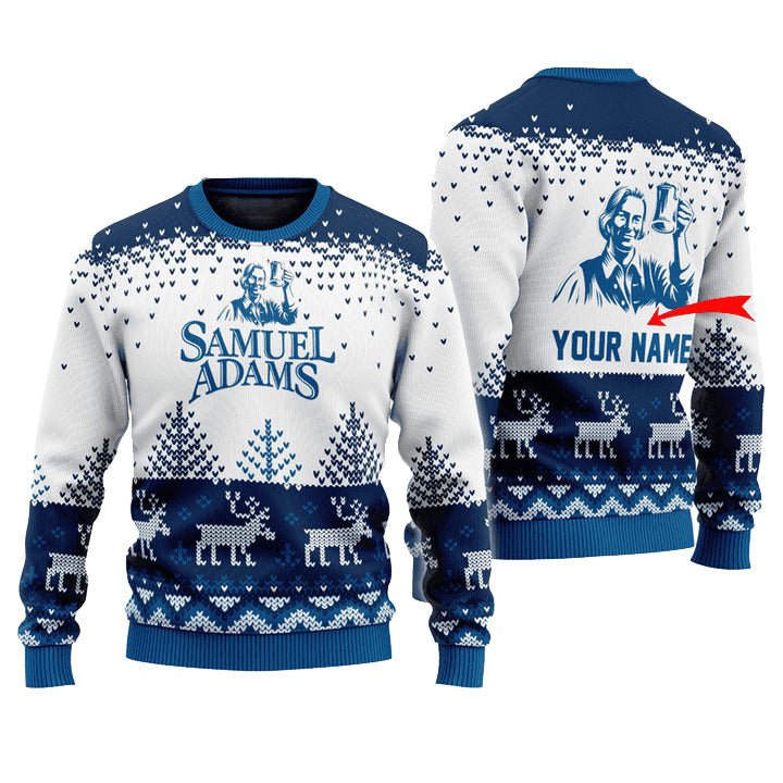 Personalized Samuel Adams Reindeer Christmas Ugly Sweater