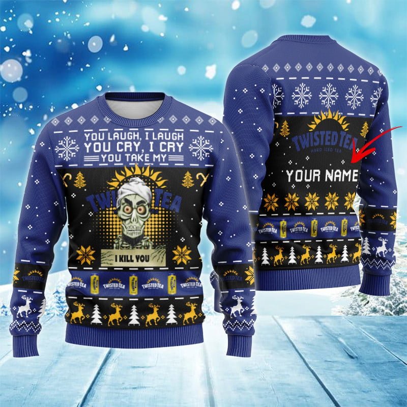 Personalized Twisted Tea Funny Skeleton Ugly Sweater