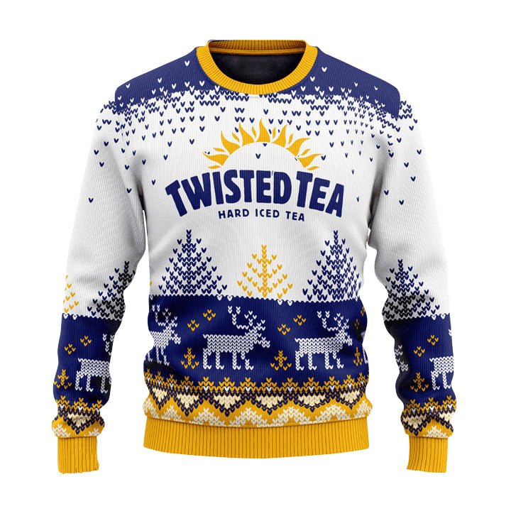 Personalized Twisted Tea Reindeer Christmas Ugly Sweater