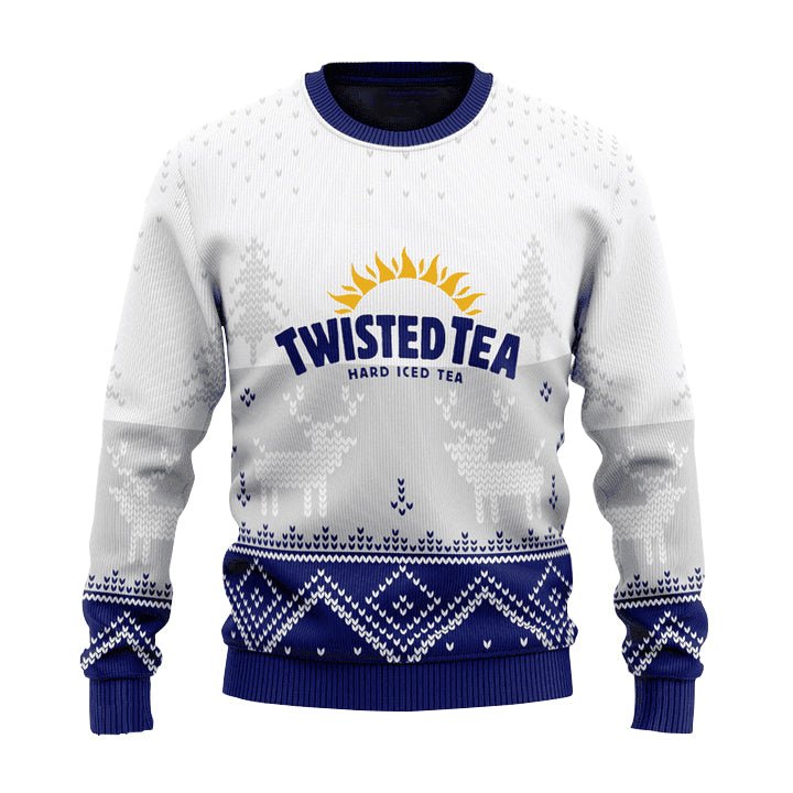 Personalized Twisted Tea Winter Reindeer Ugly Sweater