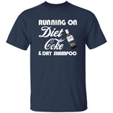 Navy blue t-shirt with white text and Diet Coke logo on a white background