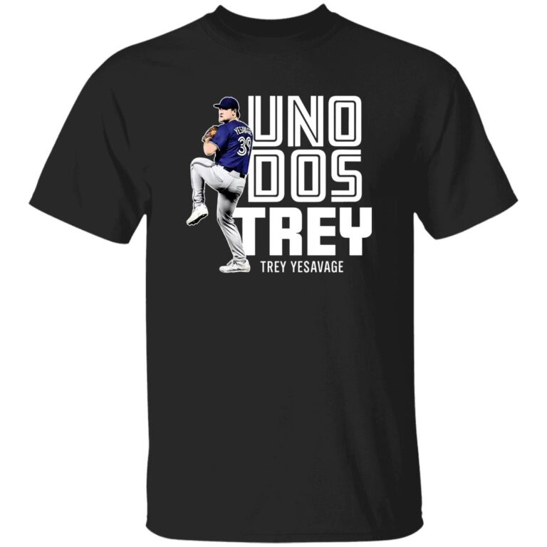 Black t-shirt with a graphic of a baseball player and text on a white background