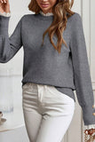 Sleet Lace Trim Patchwork Buttoned Cuffs Loose Sweater