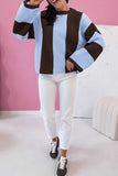 Myosotis Striped Color Block Thermal Textured Knit Drop Shoulder Sweater