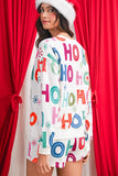 White Ho Ho Ho Letter Graphic Christmas Pajama Set